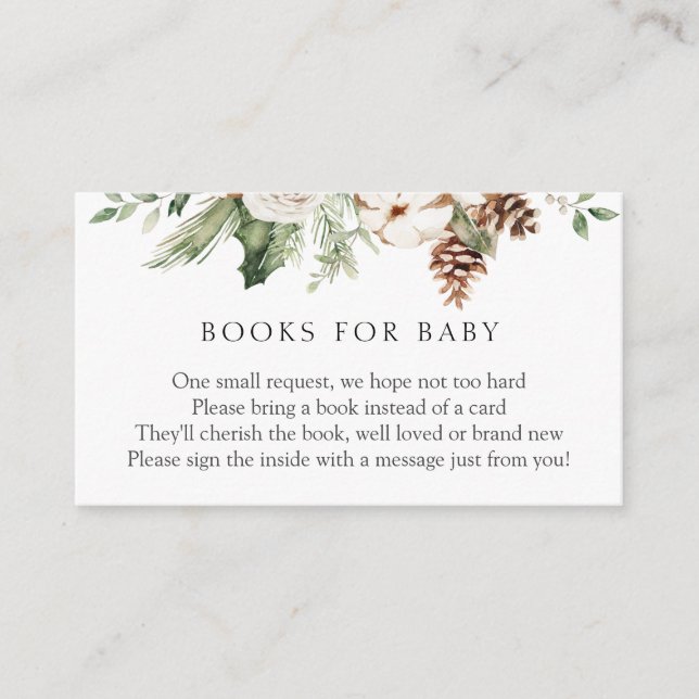 Carte D'accompagnement Winter Greenery et Pinecones Livres pour bébé (Devant)