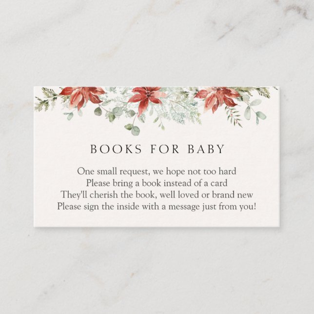 Carte D'accompagnement Winter Greenery et Poinsettia Livres pour bébé (Devant)