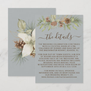 Carte D'accompagnement Winter Grey Détails Mariage du site Web RSVP