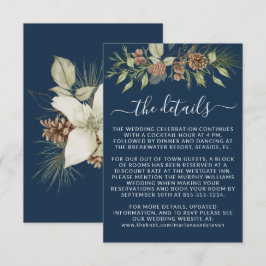 Carte D'accompagnement Winter Navy Blue Détails Mariage du site Web RSVP