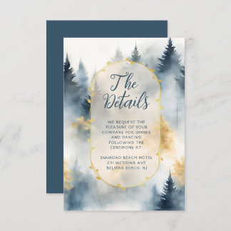 Carte D'accompagnement Winter Pine Tree Forest Rustic Mariage Détails
