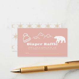 Carte D'accompagnement Winter Pink Hand-Drawn Baby Diaper Raffle Ticket