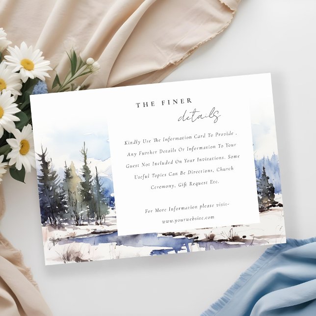 Carte D'accompagnement Winter Snow Mountain Ski Landscape Mariage Détail (Créateur téléchargé)