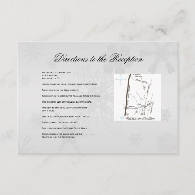 Carte D'accompagnement Winter Wonderland Mariage Directions (Devant)