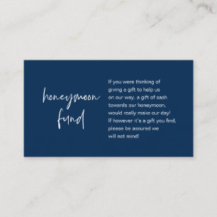 Carte D'accompagnement Wish ou Fonds pour lune de miel, Script moderne, b
