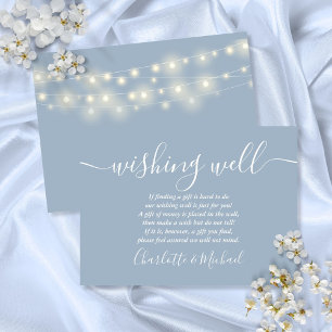 Carte D'accompagnement Wishing well String lumières Dusty Blue Mariage