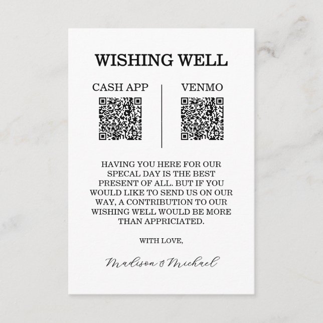 Carte D'accompagnement Wishing Well Wedding QR Code Enclosure Card (Devant)