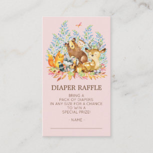 Carte D'accompagnement Woodland Animals Girls Douche Diaper Raffle Ticket