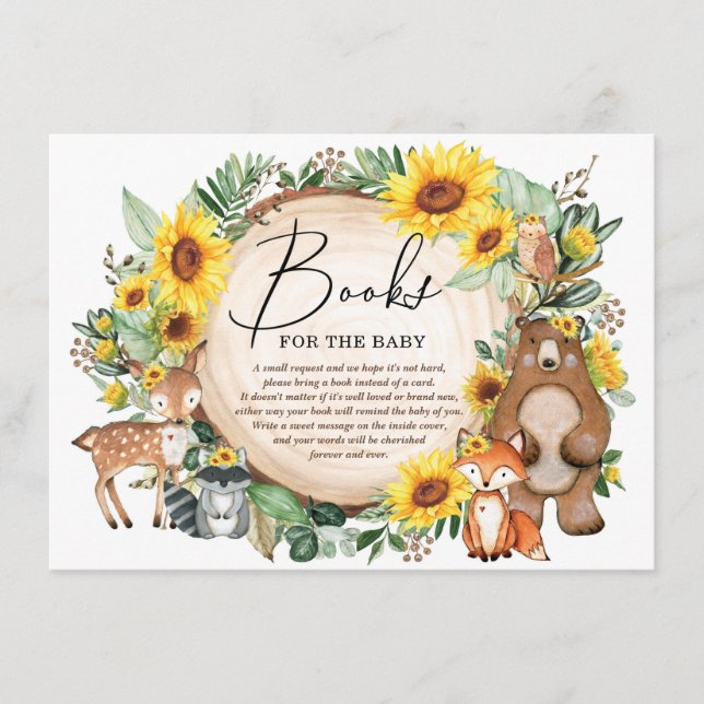 Carte D'accompagnement Woodland Animals Sunflower Garden Livres pour bébé (Devant)