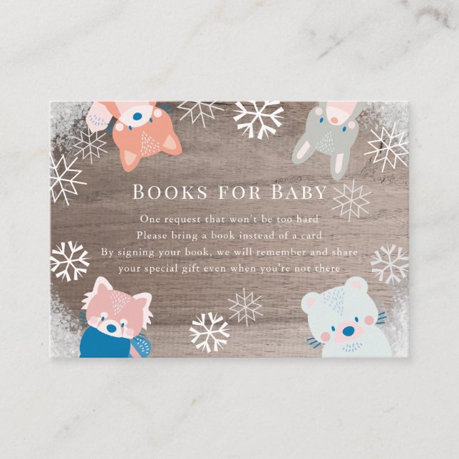 Carte D'accompagnement Woodland Animaux Snowflake Blue Demande de réserva (Devant)