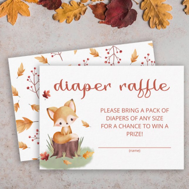 Carte D'accompagnement Woodland Autumn Baby Fox diaper billet de tombola (Créateur téléchargé)