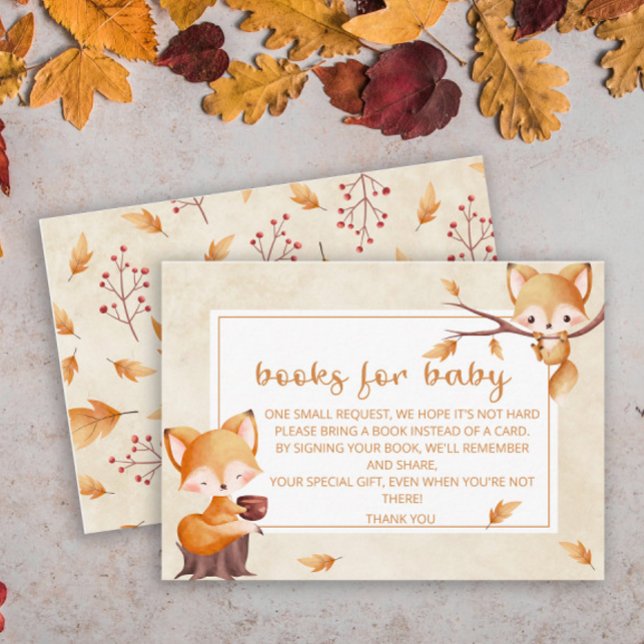 Carte D'accompagnement Woodland Autumn Baby Fox livres pour billet bébé (Créateur téléchargé)