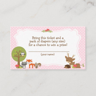 Carte D'accompagnement Woodland Baby shower Déchets Raffin billet rose