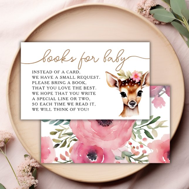 Carte D'accompagnement Woodland Deer Girls Books for Baby shower (Créateur téléchargé)