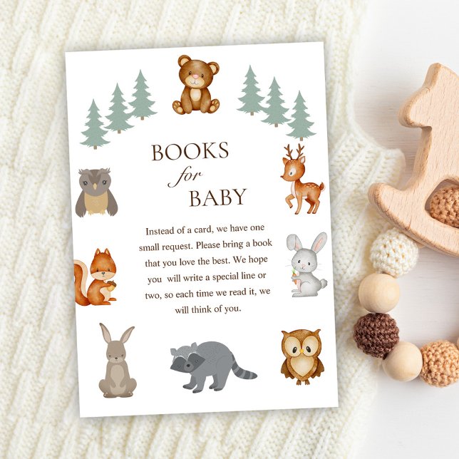 Carte D'accompagnement Woodland Forest Animaux Baby showers Livres Pour B (Woodland Forest Animals Baby Shower Books For Baby Enclosure Card)