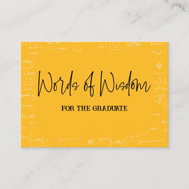 Carte D'accompagnement Words of Wisdom Yellow Math Graduation Advise (Devant)