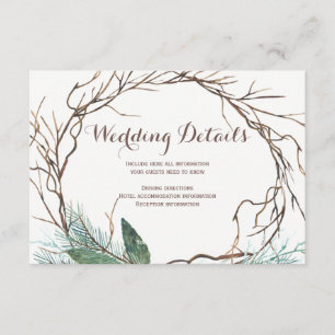 Carte D'accompagnement Wreath de branche rustique moderne détails du mari