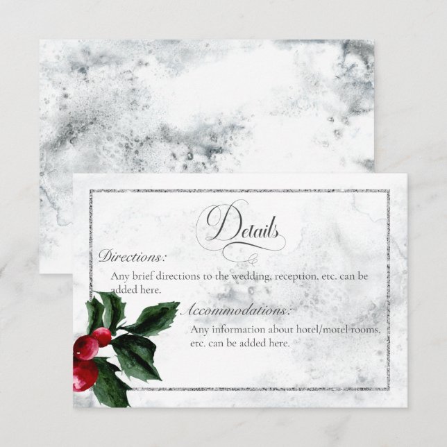 Carte D'accompagnement Wreath d'hiver & Red Cardinal Détails Mariage (Devant / Derrière)