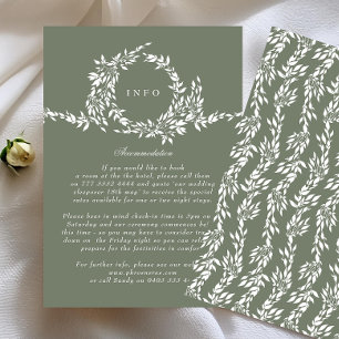 Carte D'accompagnement Wreath Formal Sage Vert Élégant Détails de mariage