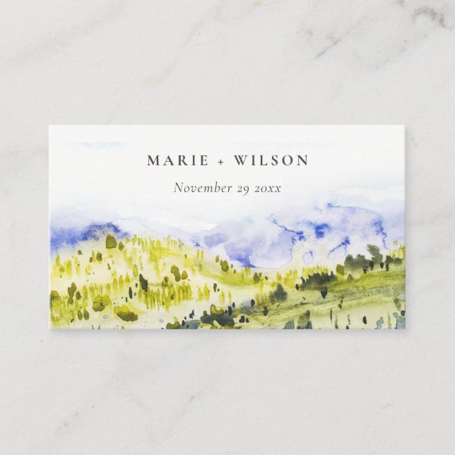 Carte D'accompagnement Yellow Green Campagne Hills Site Mariage (Devant)