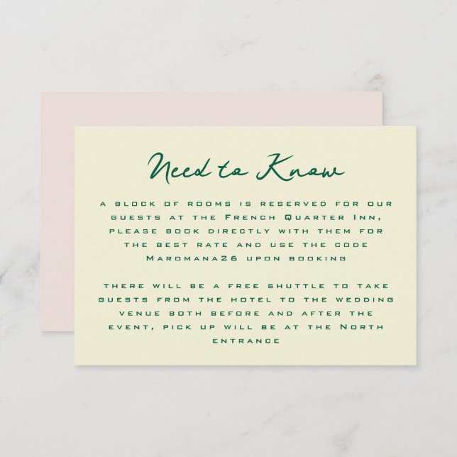 Carte D'accompagnement Yellow Pink Green Simple Additional Information  (Devant / Derrière)