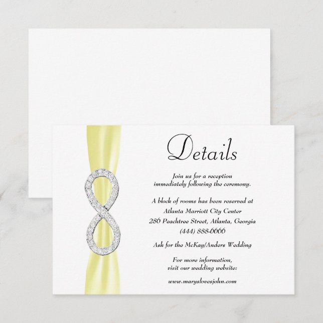 Carte D'accompagnement Yellow Ribbon Diamond Infinity Détails du Mariage (Devant / Derrière)