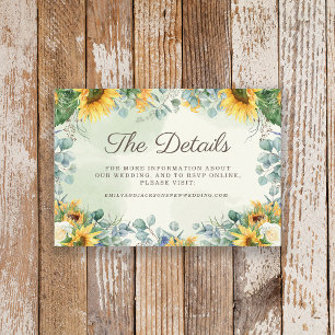 Carte D'accompagnement Yellow Sunflowers Green Eucalyptus Détails du Mari