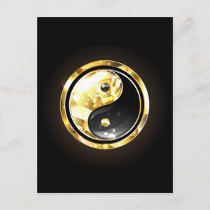 Carte D'accompagnement Yin Yang or sur fond noir