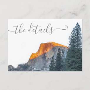 Carte D'accompagnement Yosemite demi-dôme Mariage coucher de soleil