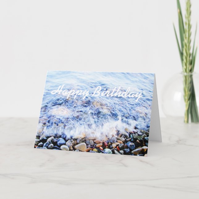 Carte d'accueil anniversaire vague bleue (Devant)