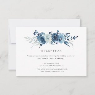 carte d'accueil de mariage floral bleu clair