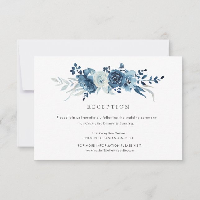 carte d'accueil de mariage floral bleu clair (Devant)