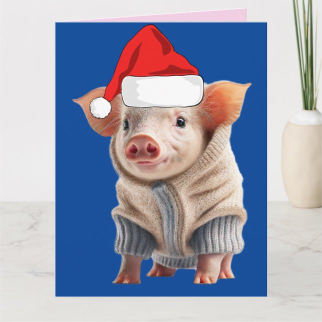 CARTE D'ACCUEIL DE NOËL DE PORC (Devant)