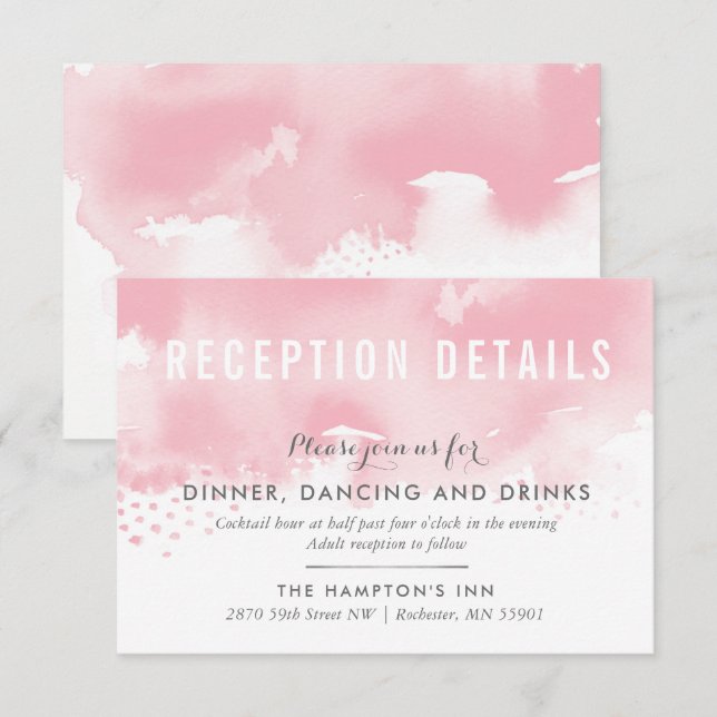 CARTE D'ACCUEIL design aquarelle rose pâle (Devant / Derrière)