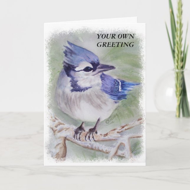 CARTE D'ACCUEIL PERSONNALISABLE OISEAU BLEU (Devant)
