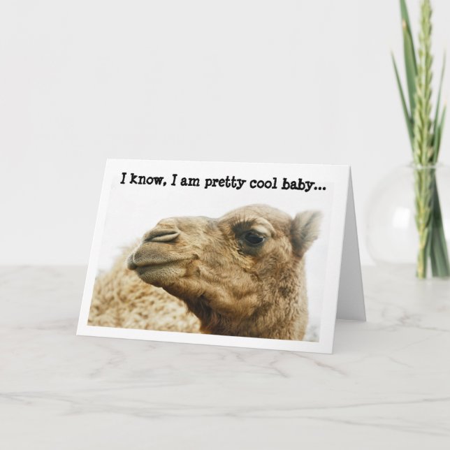 Carte d'accueil photo en Camel mignon personnalisa (Devant)