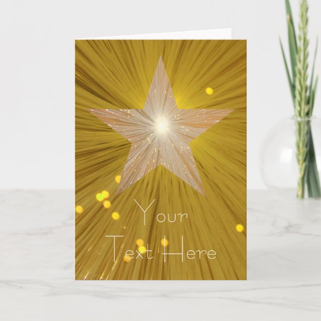 Carte d'accueil verticale Gold Star 'Your Text' (Devant)