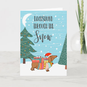Carte Dachshund À Travers La Neige
