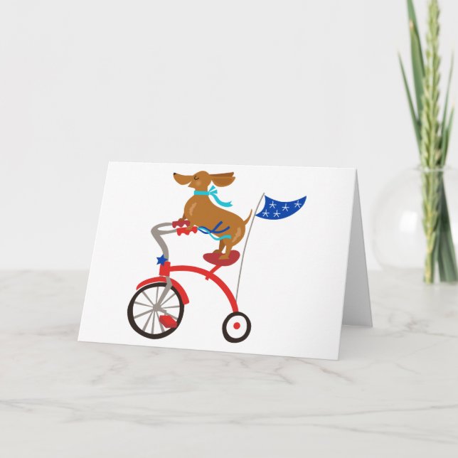 Carte Dachshund à vélo (Devant)