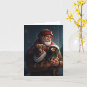 Carte Dachshund Avec Noël Festif Du Père Noël