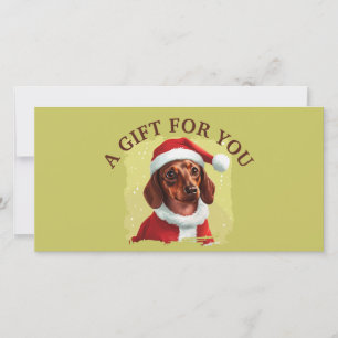 Carte Dachshund avec tenue du Père Noël - Noël 1