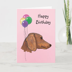 Carte Dachshund, Ballons d'anniversaire