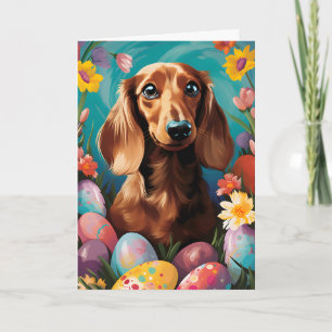 Carte Dachshund Bonne Pâques