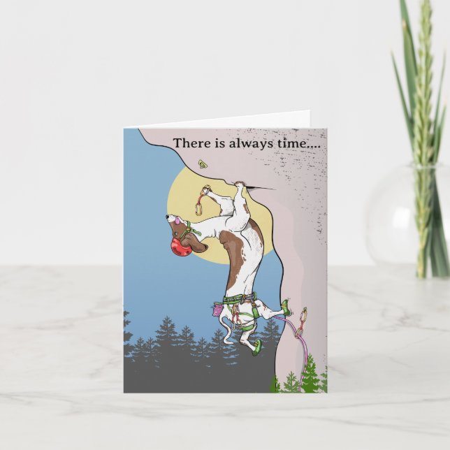 Carte Dachshund chien escalade de roche (Devant)