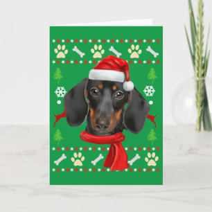 Carte Dachshund Chien Vilain Noël