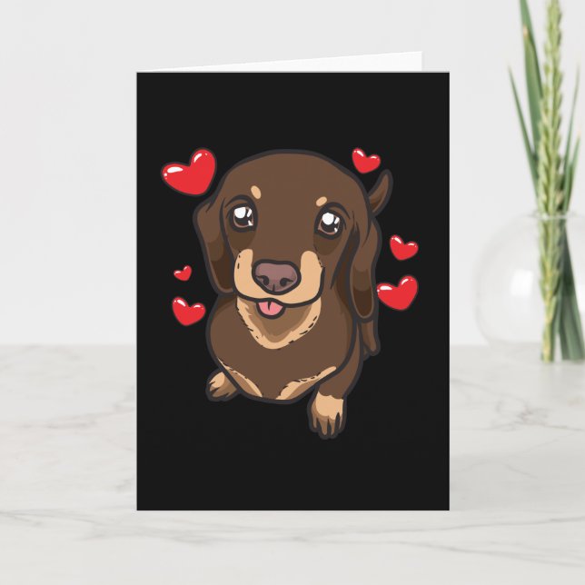 Carte Dachshund Chiot avec le coeur (Devant)