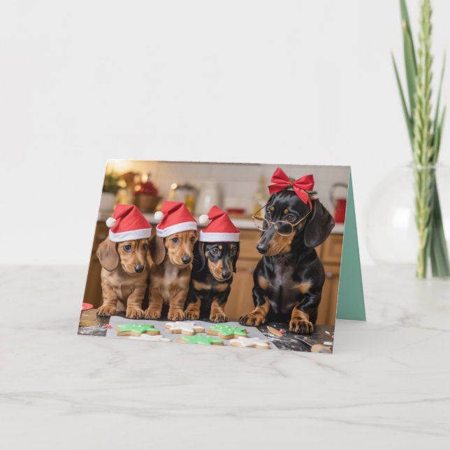 Carte Dachshund Christmas Cookies Card (Devant)