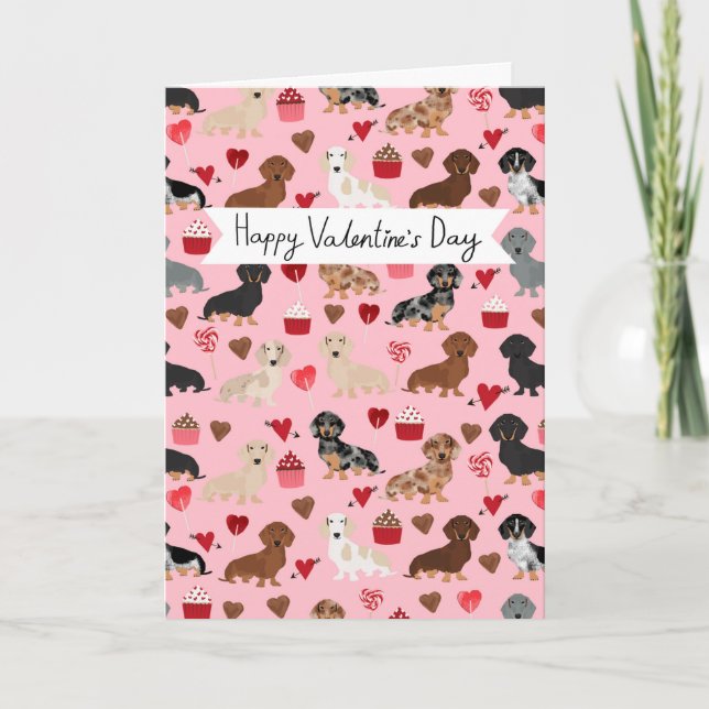 Carte Dachshund Cute Valentine's Day (Devant)