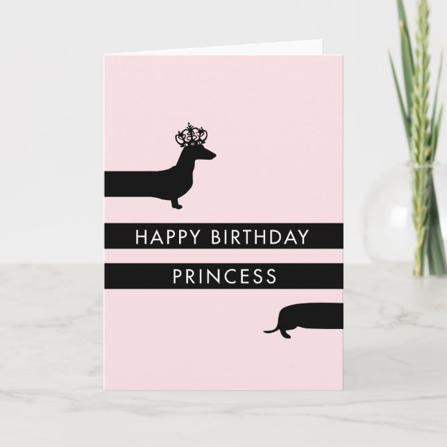 Carte Dachshund drôle avec couronne princesse Joyeux ann (Devant)