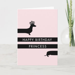 Carte Dachshund drôle avec couronne princesse Joyeux ann